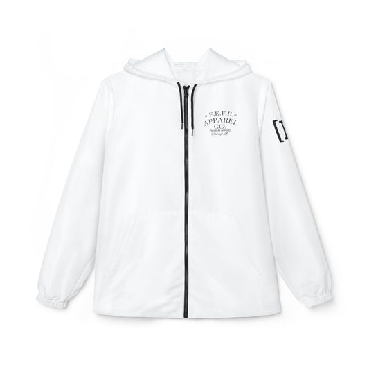 Classic White Windbreaker Jacket with Subtle Chest Logo