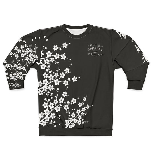 Black Fefe Sakura Floral Designer Sweatshirt – Fefe Japanese Cherry Blossom Designer Crewneck