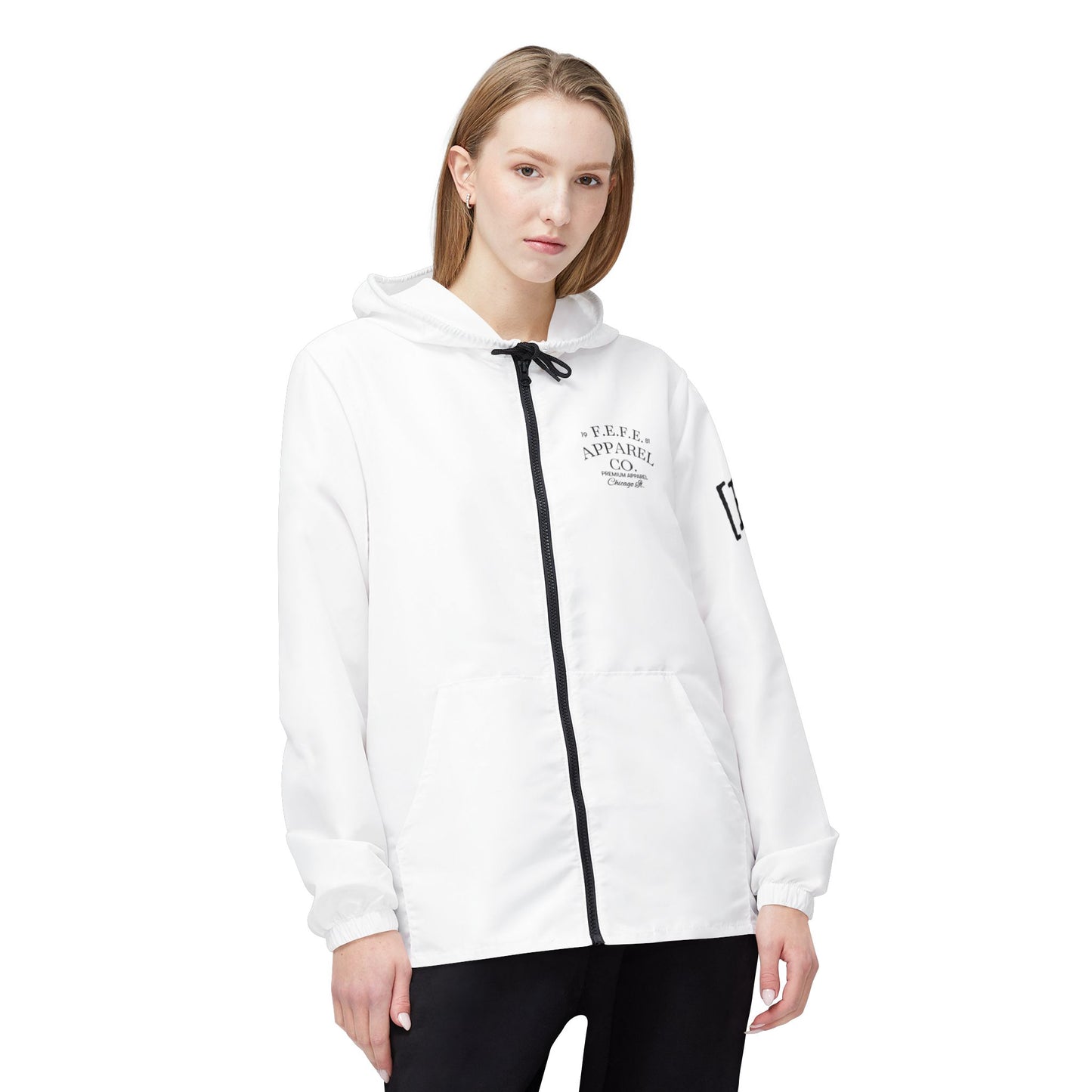Classic White Windbreaker Jacket with Subtle Chest Logo